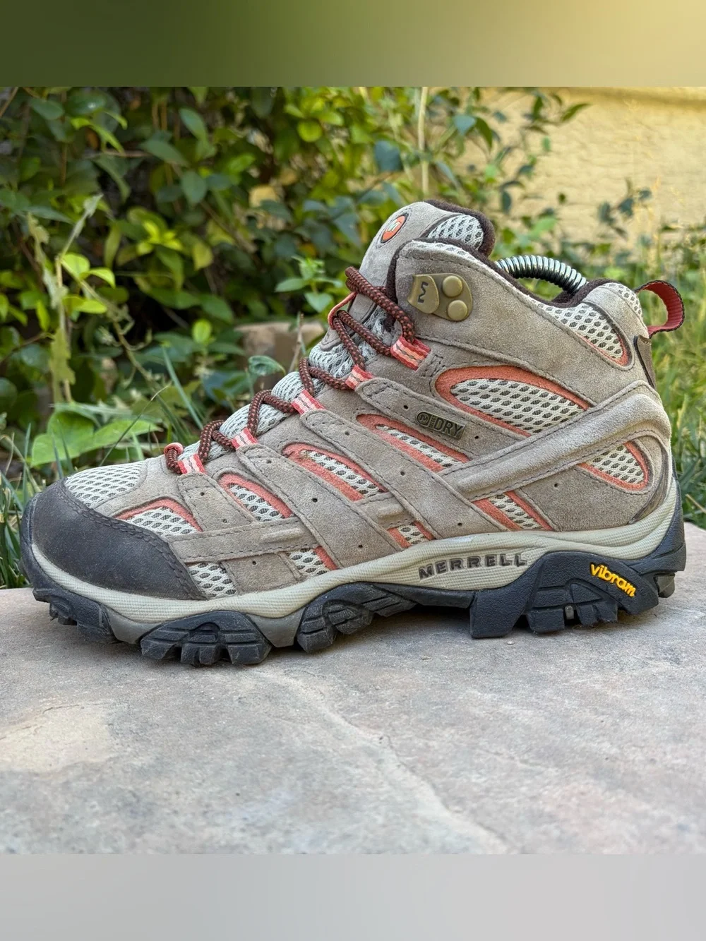 Merrell Moab 3 Mid Trail Hiking Boots - Women's size 7.5 brown orange hi top - Picture 6 of 7